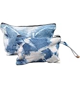 2 PCS Handmade Tie Dye Makeup Bag with Liner, Unique Toiletry Bag, Canvas Cosmetic Pouch, Zipper ...