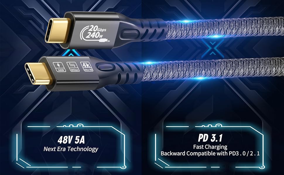 Chenlenic USB3.2 gen2 20g 240w cable thunderbolt 3 4 5 cable