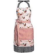 Alex Virtue Lovely Flower Pattern Retro Aprons With Large Pockets for Women Girls Cooking Kitchen...