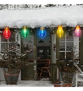 Jumbo Xmas String Lights 16FT Large Christmas Hanging Lights with 10 5'' LED Giant Multicolor Bul...