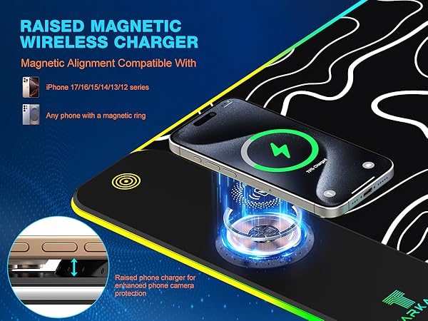 TARKARI Magnetic Wireless Charging RGB Mouse Pad