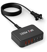 Boyunenge USB C Fast Charger Block, 130W 6 Port GaN Charging Station with PPS Type C Wall Charger...