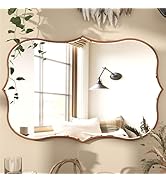 SHYFOY Antique Gold Mirrors for Wall Decor Decorative Wall Mirror Large 25" L x 36" W, Asymmetric...