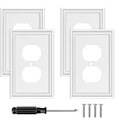 White Modern Decorative Wall Plate Light Switch Cover Decorator Outlet Covers Rocker Switch Plate...