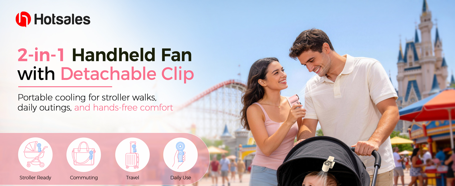 2-in-1 Handheld Fan With Detachable Clip