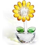 TOPZEA Crystal Sunflower Figurine, Glass Flower Collectibles Sunflower Ornament Status Desk Cryst...