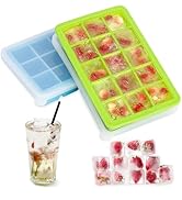 VVAYHUA Ice Cube Tray with Lid, 2 Pcs Silicone Ice Cube Molds Easy Release 30 Ice Cubes Ice Trays...
