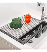Dolreiik Roll Up Dish Drying Rack Over The Sink, 304 Stainless Stee Dish Drainer, Foldable &amp; Adju...