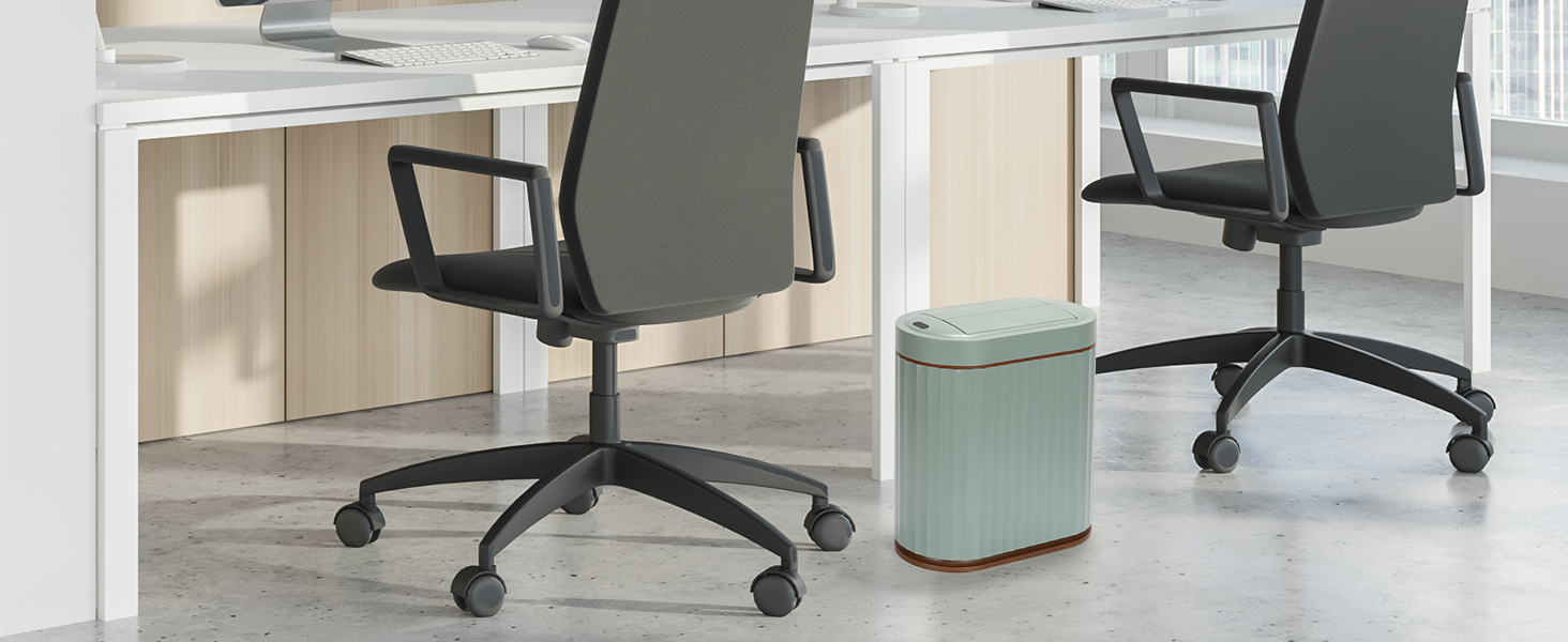 Green motion sensor smart trash can butterfly lid 12 office