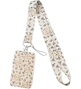 Juanooo Cute Cats ID Badge Holder Lanyard for Keys Aesthetic Cute Floral Keychain for Women Girls...