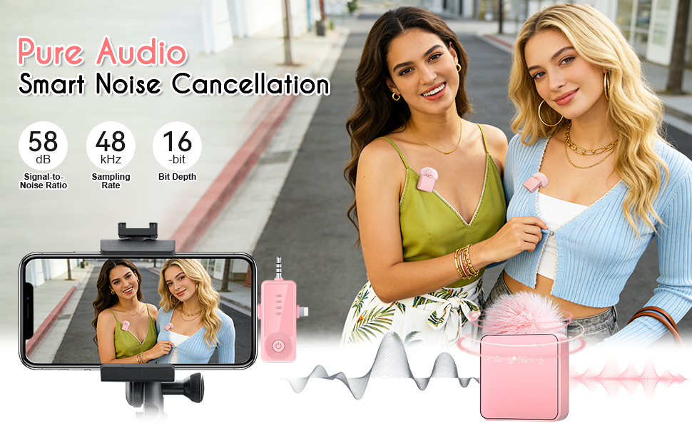 Therivo Wireless Microphone, Pure Audio, Smart Noise Cancellation