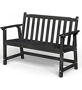SUUNYN Outdoor Bench, 2-Person HDPE Garden Bench, All Weather Poly Patio Bench for Outdoors, Gard...