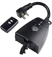 HBN Outdoor Indoor Wireless Remote Control Dual 3-Prong Outlet Weatherproof Heavy Duty 15 A Compa...