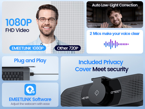 EMEET 1080P Webcam with Microphone C960