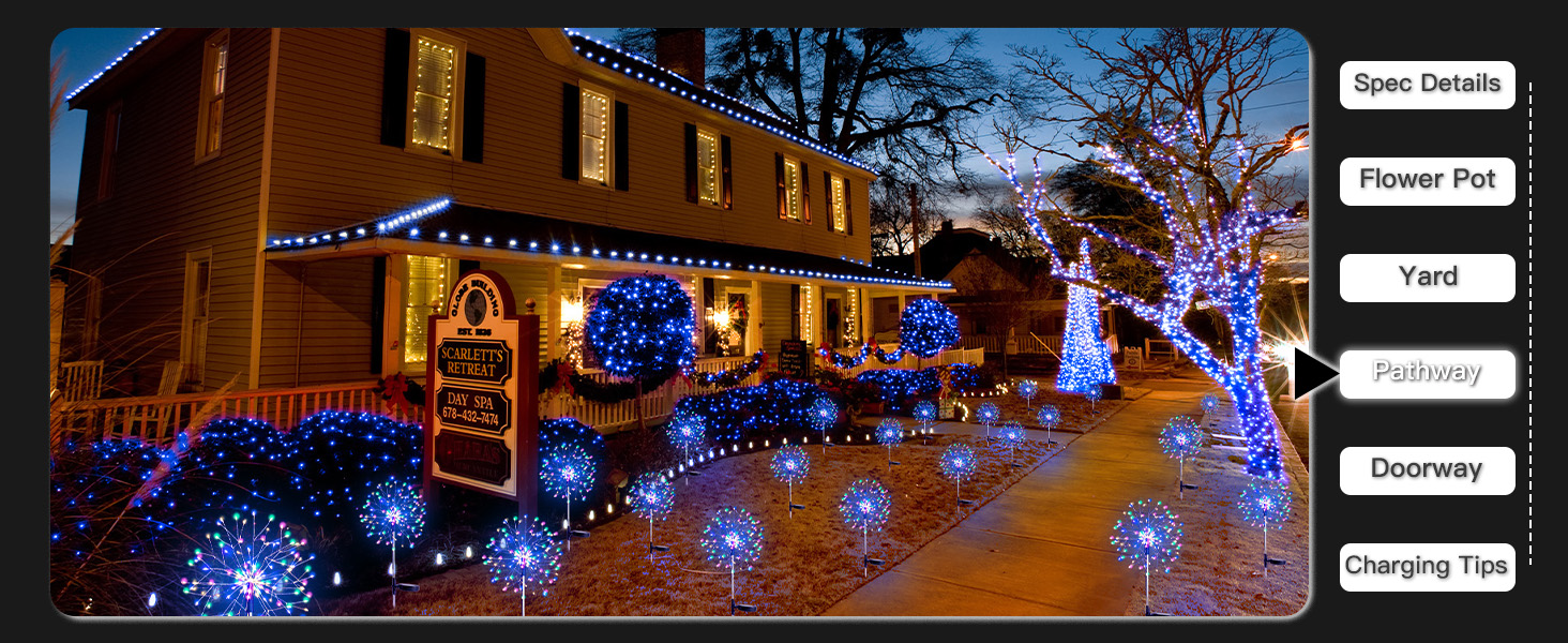 Multicolor fireworks lights are in the pathway