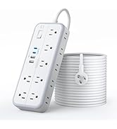 25 FT Long Extension Cord with Multiple Outlets, NTONPOWER 14 Outlets and 4 USB Ports (2 USB C), ...