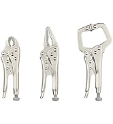 Hoteche 3pcs 5" Mini Locking Plier Set C-Clamp, Long Nose, Round Jaw Versatile Tools for Grip, Cl...