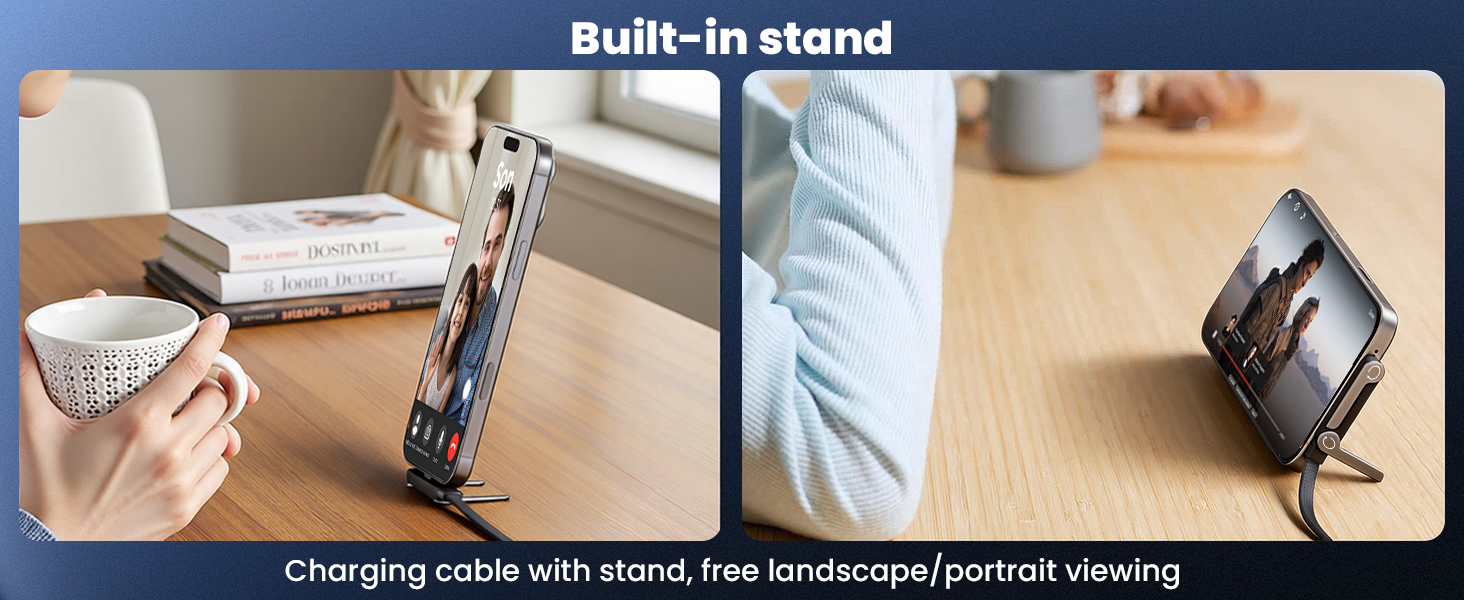 240w stand data cable phone charger 240w braided fast charge cable with built-in phone stand
