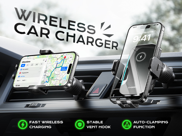 Wireless car charger two mounting ways