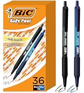 BIC Soft Feel Retractable Ballpoint Pen,1.0 mm Medium Point, Bulk School Supplies for Students an...
