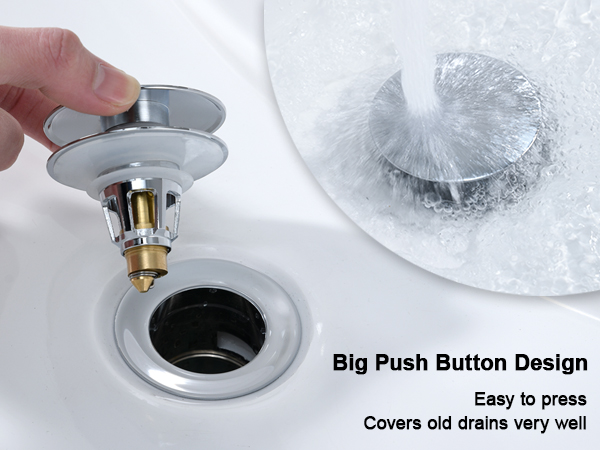 full size button bathroom sink drain strainer