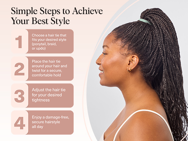 Hair Ties No Damage - Strong, Stretchy Hair Bands Soft Nylon Ponytail Holders Snag-Free Rubber Bands