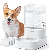 PAWGETHER Cat Water Fountain + 3 Filters, Ultra Quiet Pumpless Pet Water Fountain with Stainless...