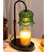 Warlisou Adjustable Candle Warmer Lamp with Timer - Green Lampshade + Black Base