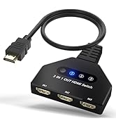HDMI Switch 3 in 1 Out, 4K@30hz HDMI Splitter Supports Full HD 1080P 3D Compatible with Roku Fire...