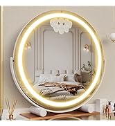 Gvnkvn 20" Vanity Mirror with Lights, LED Makeup Mirror, Large Round Mirror Lighted Makeup Mirror...