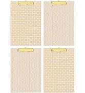 Blu Monaco Decorative Clipboard - Set of 4 Clipboards with Light Pink Patterns Decorated with Gol...