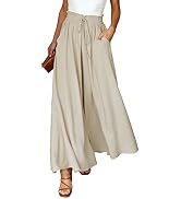 Dokotoo Pants for Women Casual Elastic Waist Wide Leg Pants with Pockets