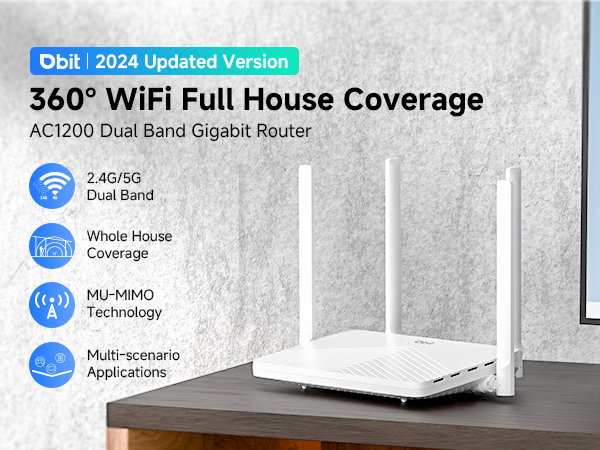 2024 updated AC1200 Gigabit Wireless WiFi Router