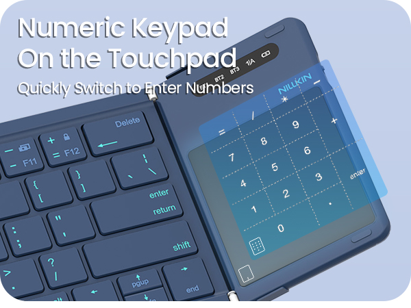 foldable keyboard with number pad