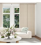 HMYI 100% Blackout Pleated Curtain with Magnetic Closure, Linen Blackout Curtains 96 Inches Long ...