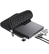 ROOFULL External CD DVD Drive USB 3.0 & USB-C, 8 IN 1 CD/DVD-ROM Player Burner +/-RW Disc Drive w...