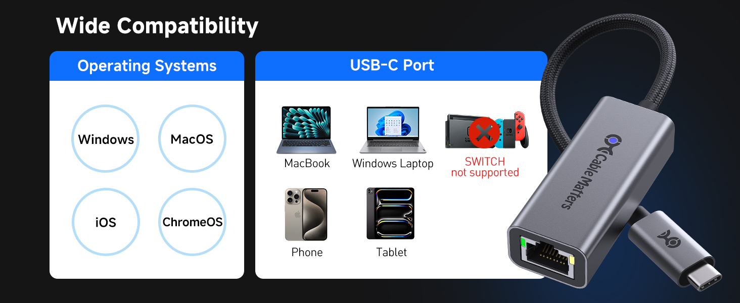 Gigabit Ethernet to USB C adapter with low latency for secure, fast connections