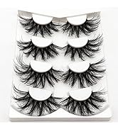Losha 25mm Lashes Big Fluffy False Eyelashes 3D Dramatic Long Volume Faux Mink Lashes Pack 4 Pairs
