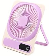 Qoqooice Portable Desk Small Personal Fan Rechargeable 180°Foldable 5 Speeds Adjustable Long Batt...