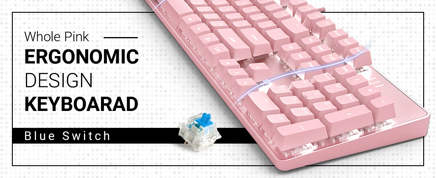 silent switches pink gaming keyboard shine through keycaps slim keyboard pink silent switches