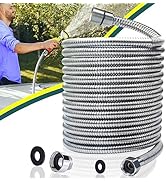 Metal Garden Hose to Utility Sink Faucet-25ft Extension Stainless Steel Flexible Water Hose for I...