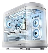 AsiaHorse ATX PC Case with Dual Chamber, Full View Tempered Glass, Type-C Port, 360mm Radiator Su...