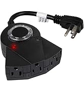 Outdoor Light Timer Waterproof, 24 Hours Plug in Timer with 2, 4, 6 or 8 Hours Countdown Mode, 3 ...