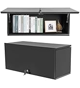 32x13x14 Inch Black Wall Mounted Garage Cabinet with Lock &amp; Up-Flip Door, Heavy Duty Metal Tool S...