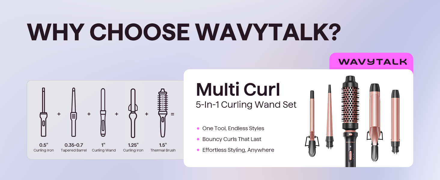 wavytalk 5 in 1 curling wand set
