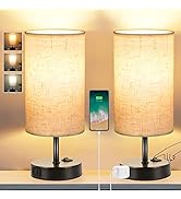 ZJOJO Table Lamp Bedside Lamps for Bedroom, Nightstand Lamps for Bedrooms Set of 2 with 3 Way Dim...