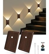 2 Pack Motion Sensor Wall Sconce with Remote – Rechargeable Battery Operated Wall Lamp, 3 Color D...