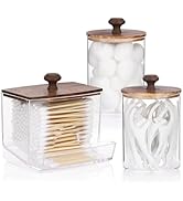 Tbestmax Qtips Holder Bathroom Container, 10oz Big Qtips Dispenser Cotton Ball Holder, Clear Plas...