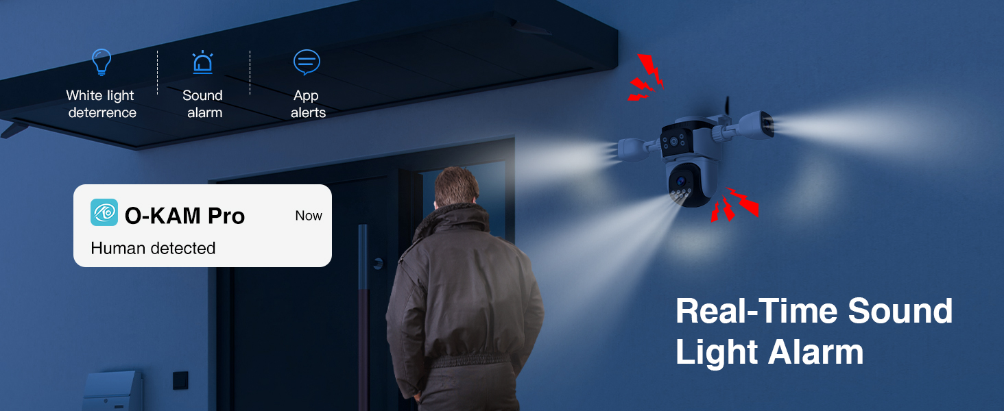 EVERSECU Triple Lens WiFi PTZ Security Camera, Three Cameras in One, with Adjustable All-Angle Arm