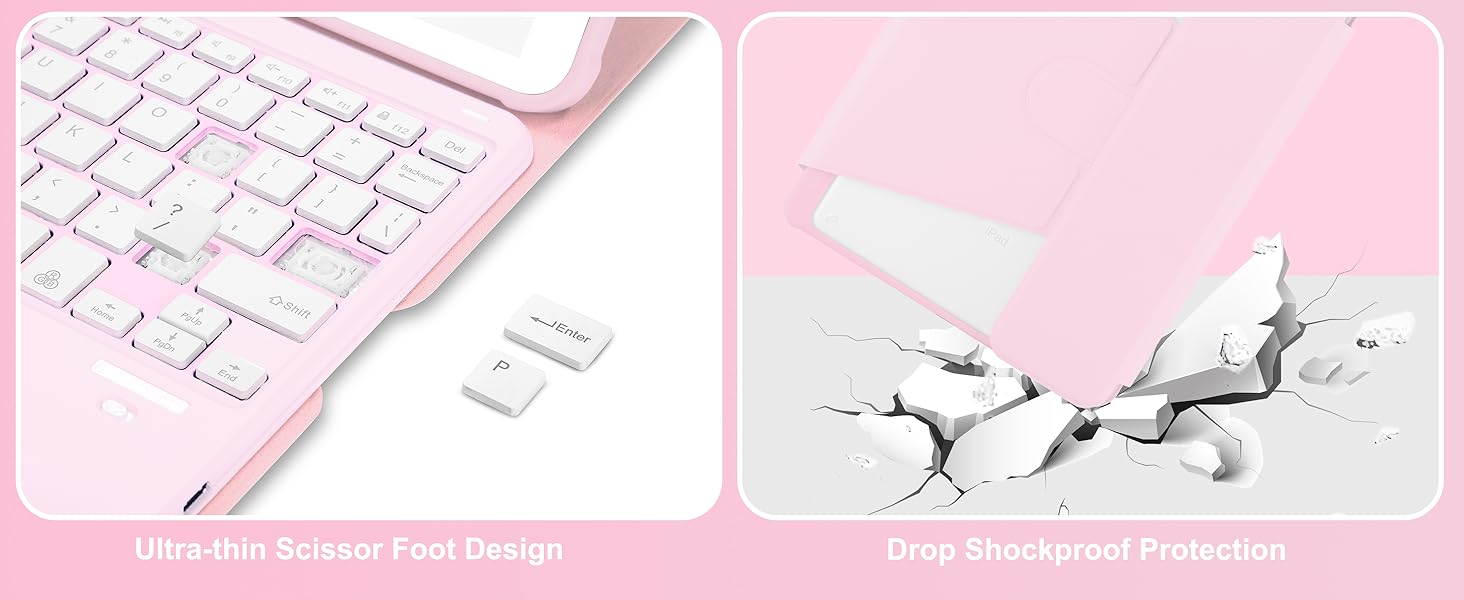 iPad 10.2/10.5 Rotating Keyboard Case - Pink-2